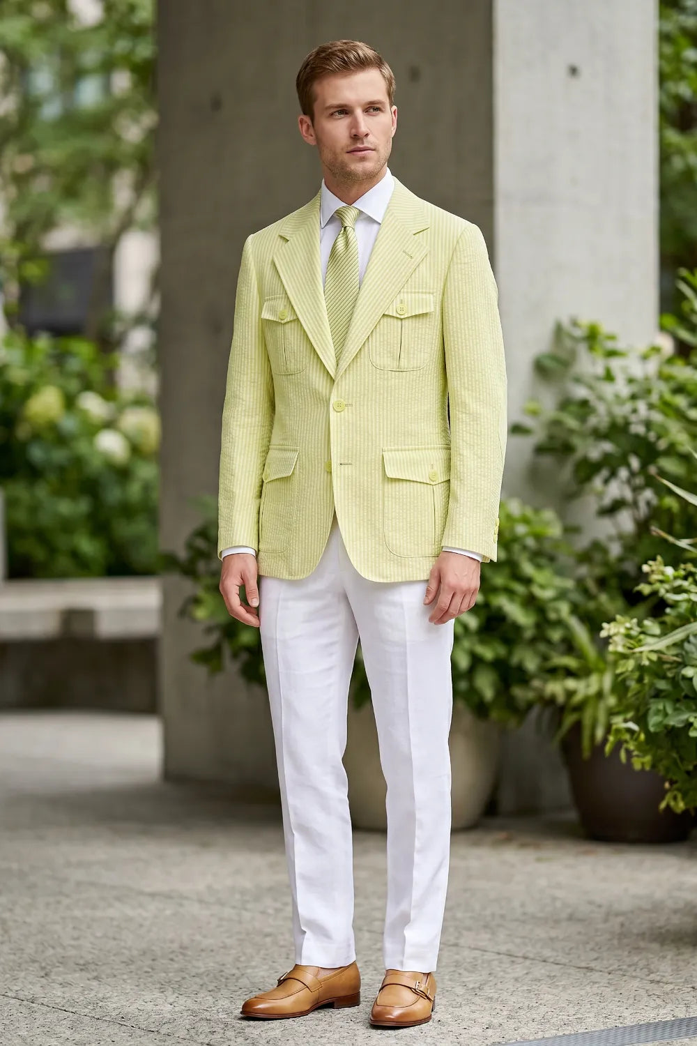 Men's Modern Seersucker 2 Piece Suit