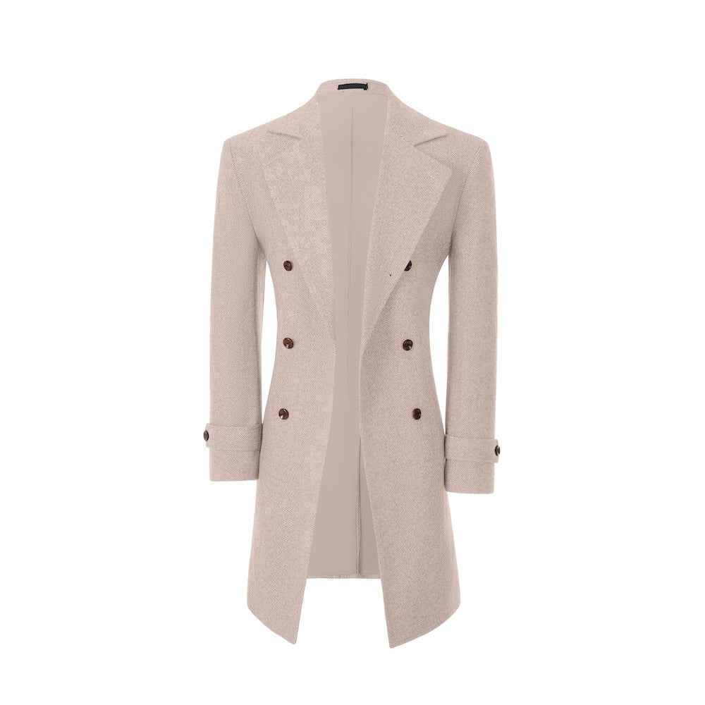 Men’s apricot winter overcoat – open front wool design