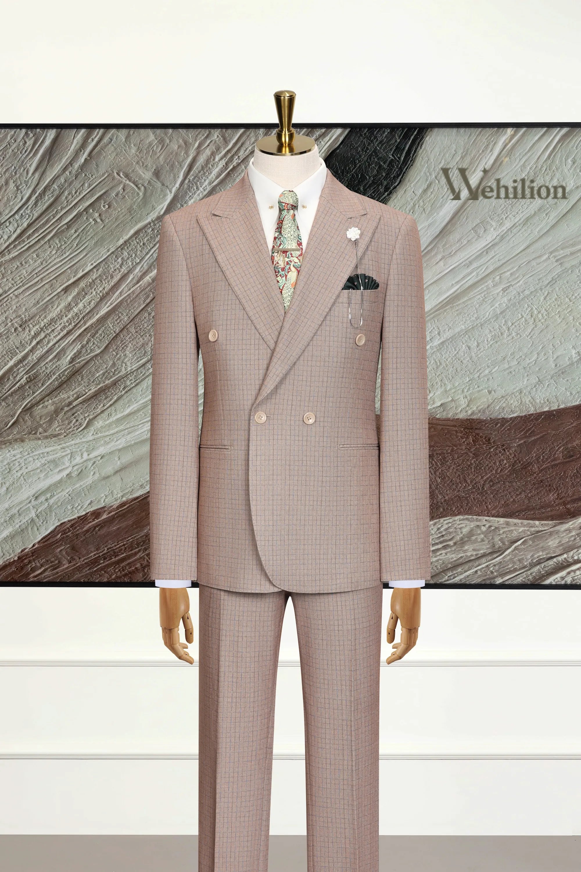 Men's Khaki Vintage-Inspired 2 Piece Suits