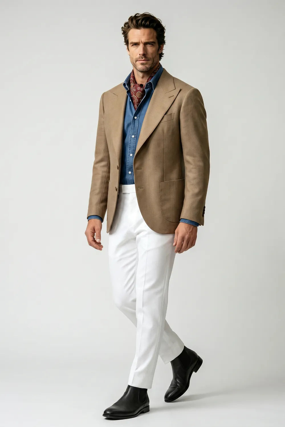 Men's Camel Lightweight Textured 2-Piece Suit