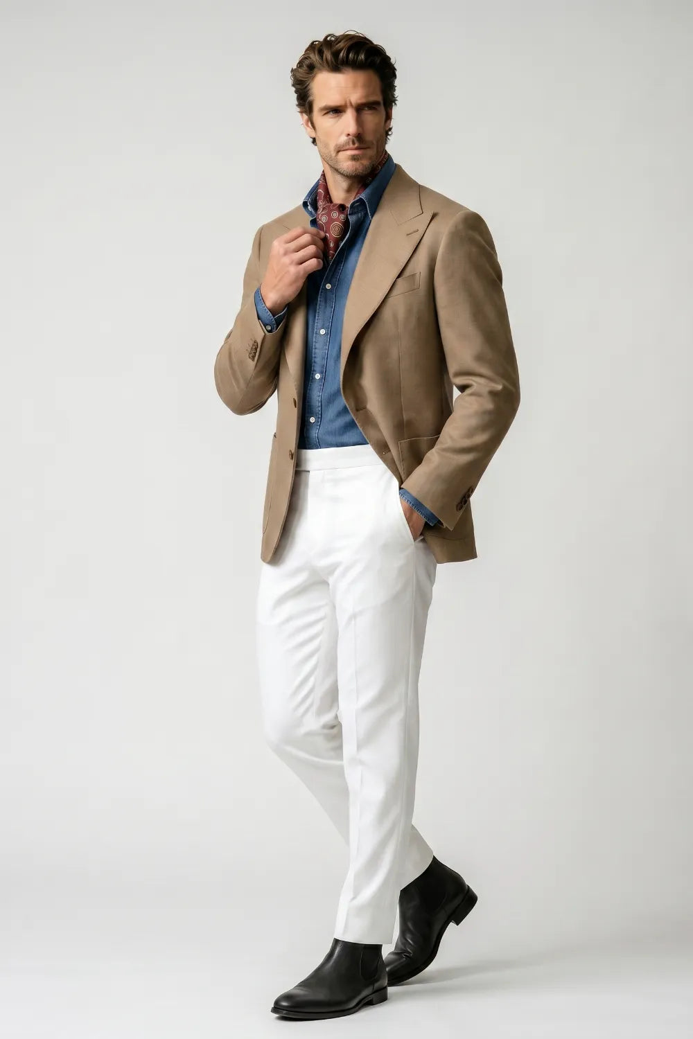 Men's Camel Lightweight Textured 2-Piece Suit