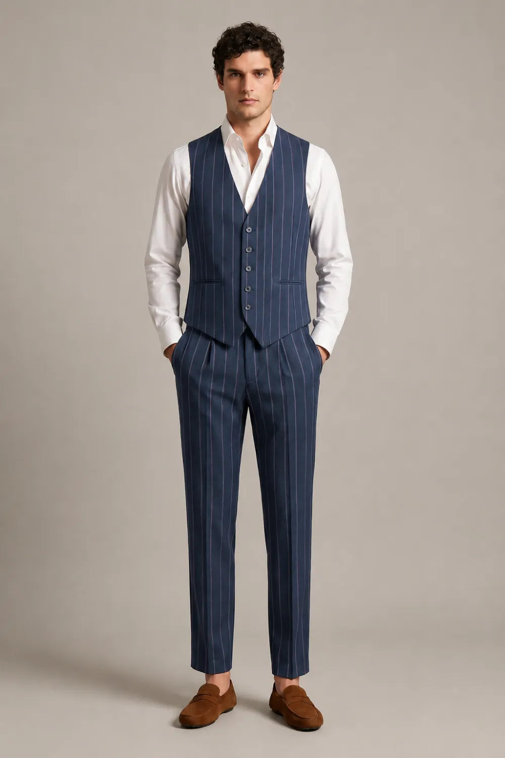 Costume 2 pièces homme coupe ajustée, croisé