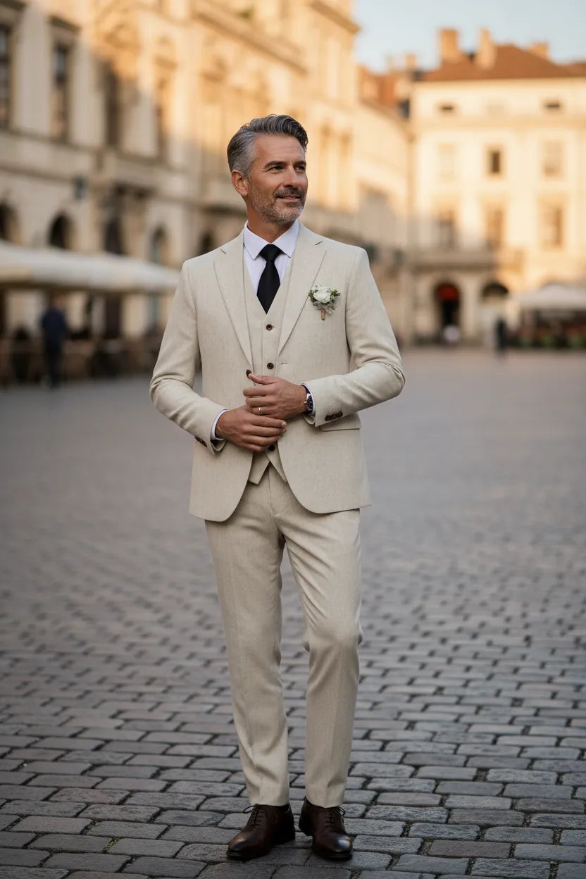 Men's Lightweight & Stylish Linen 3 Piece Suit