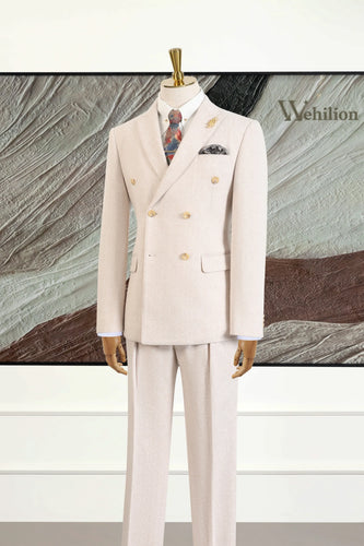 Luxury Feel In Double Breasted Suit With Man 2 Pieces Suit | Wehilion®