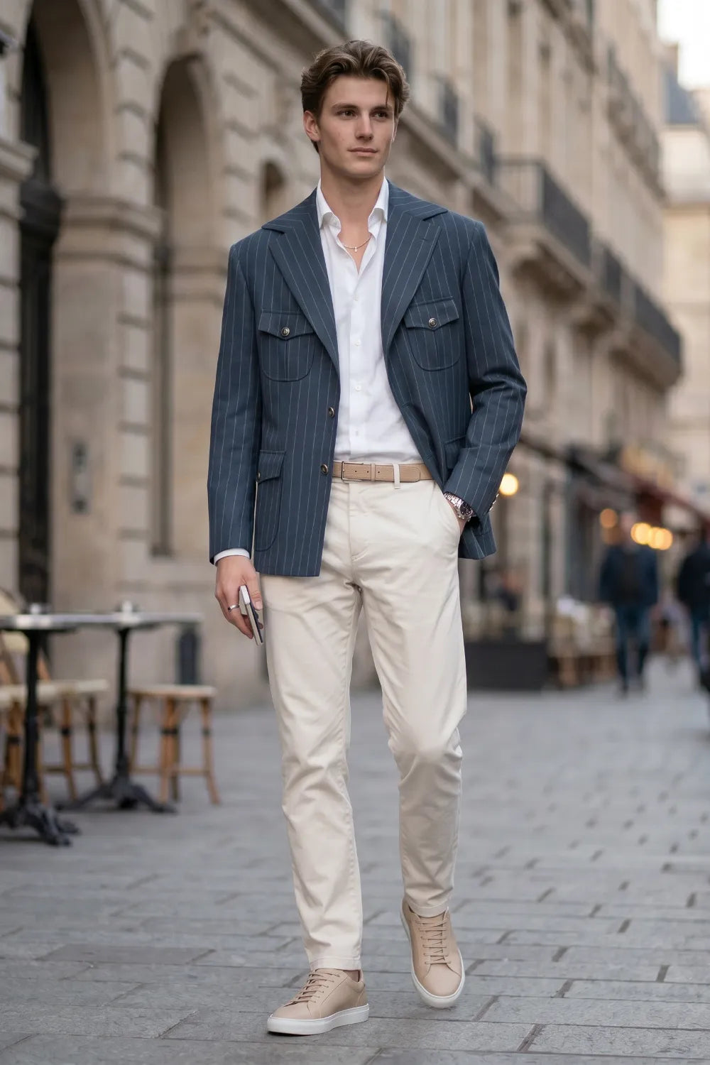 Men's Tailored Pinstripe Safari 2 Piece Suit