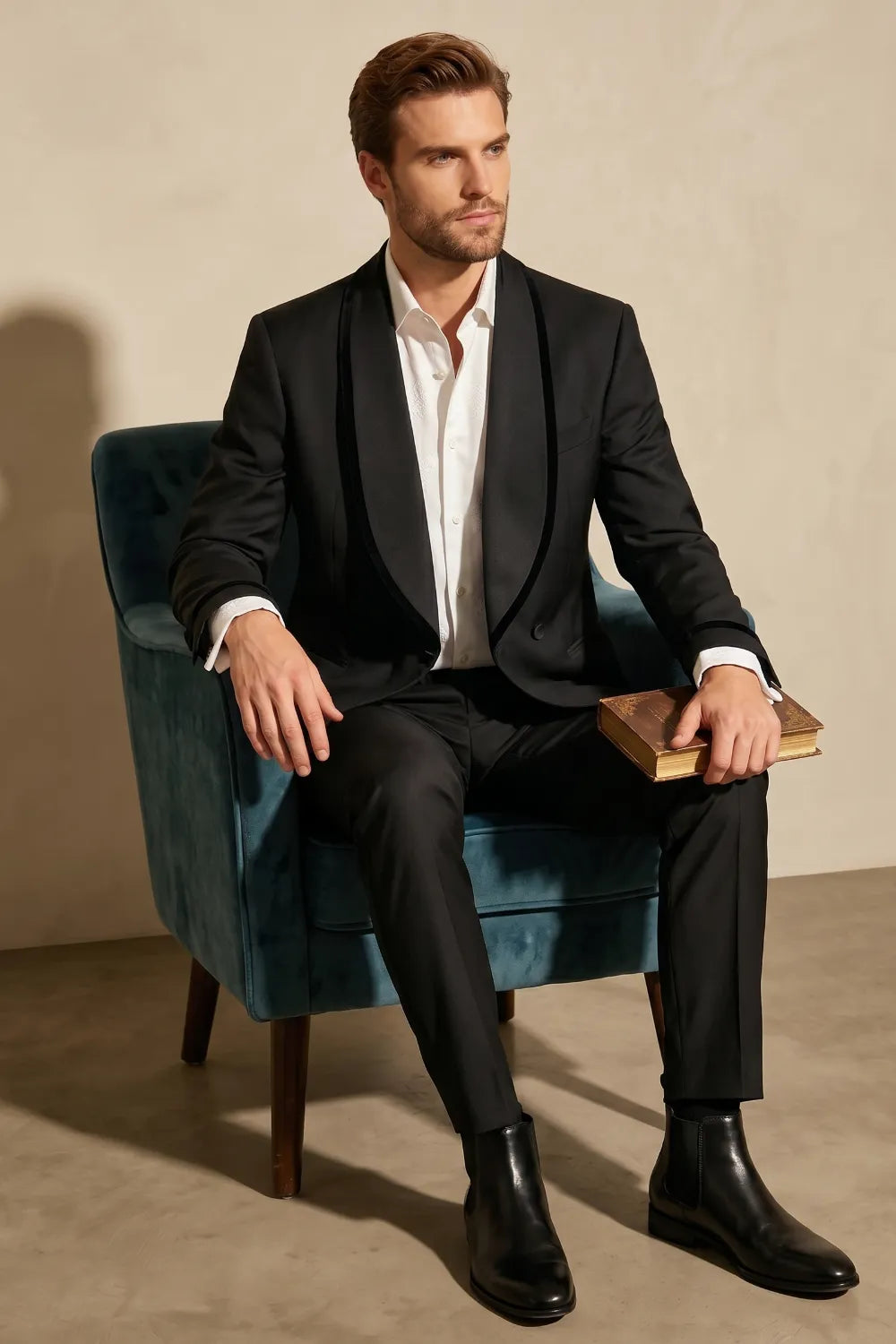 Men's Black Shawl Lapel 2-Piece Tuxedo