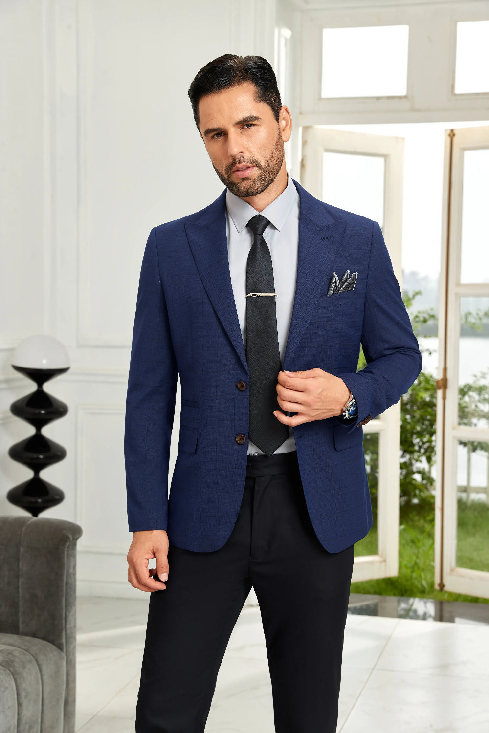 Men's Blue 2 Button Comfort Blazer