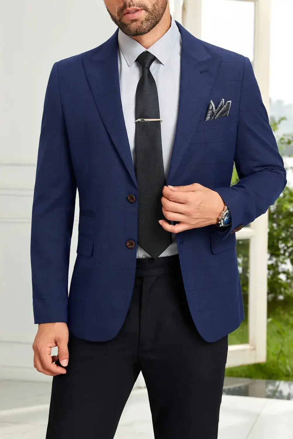 Men's Blue 2 Button Comfort Blazer