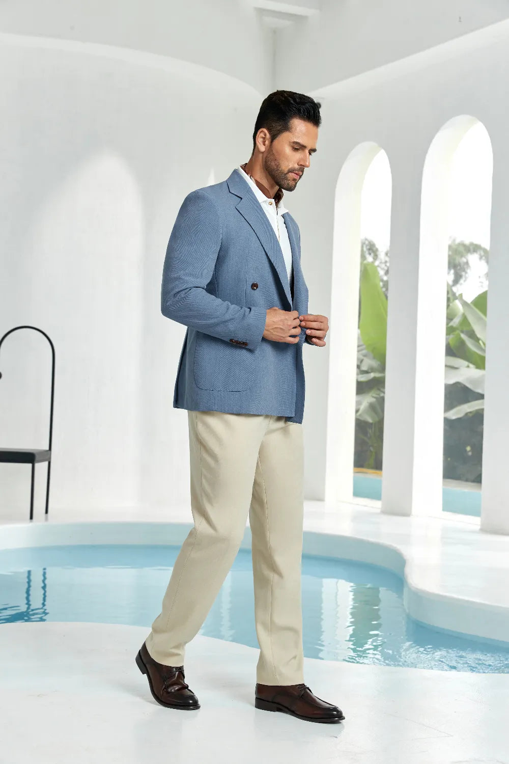 Men's Blue Double Breasted Blazer