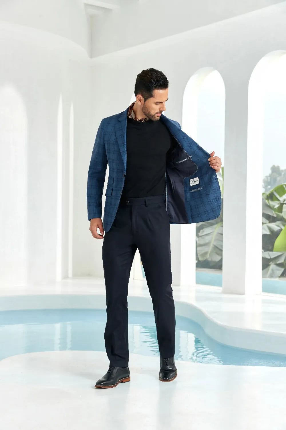 Tonal Button Detailing Mens Suit Jacket Smart Casual Wear For Men