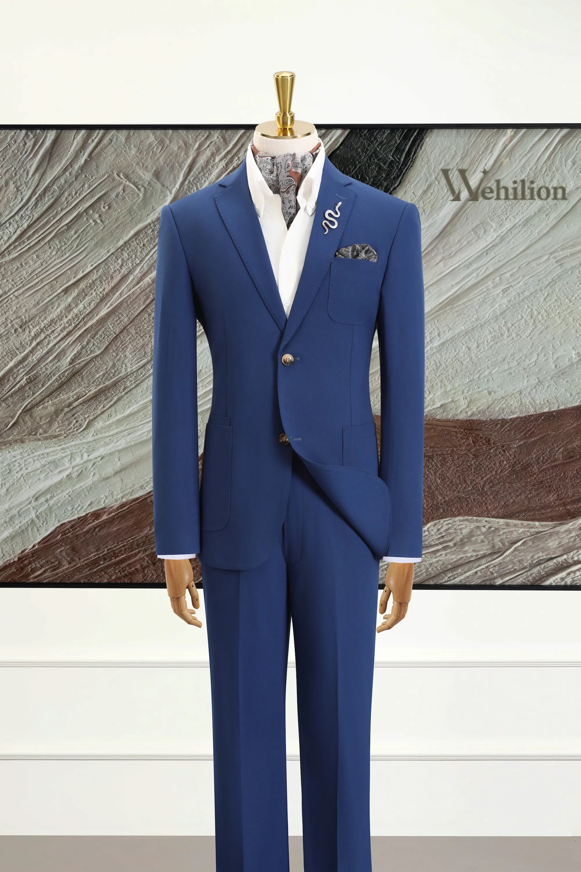 Men's Blue Coral Grass Bamboo Fiber 2 Piece Suits