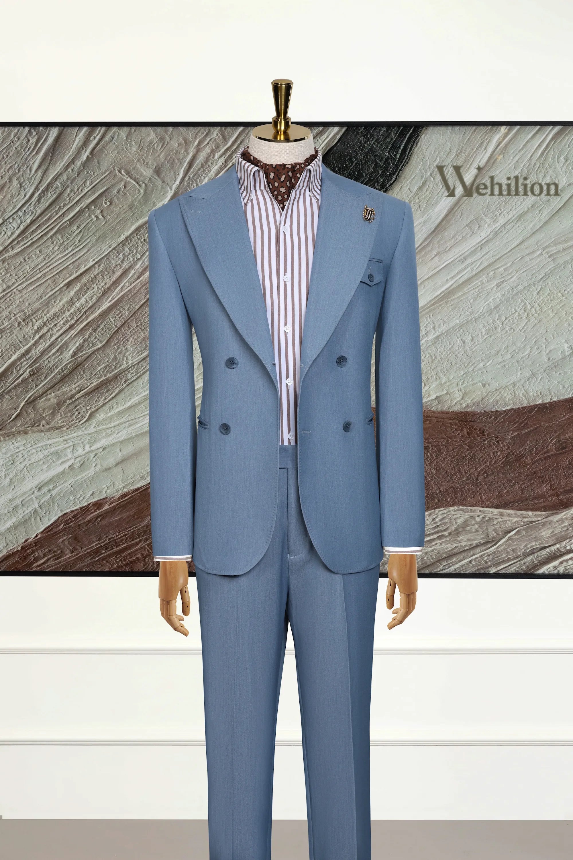 Men's Tencel-Wool Denim-Look 2 Piece Suits