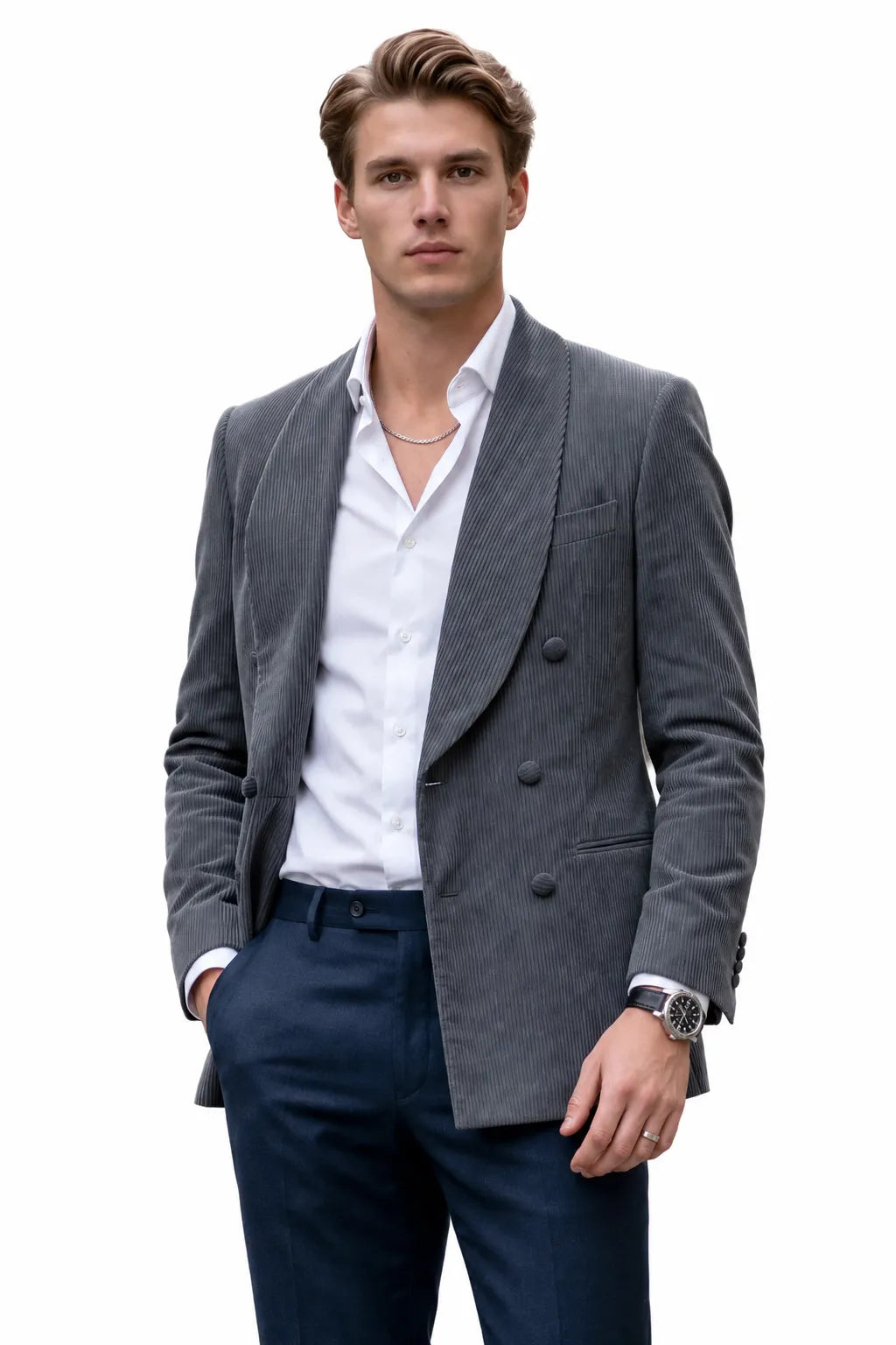 Men's Refined Shawl Lapel Double Breasted 2 Piece Suit
