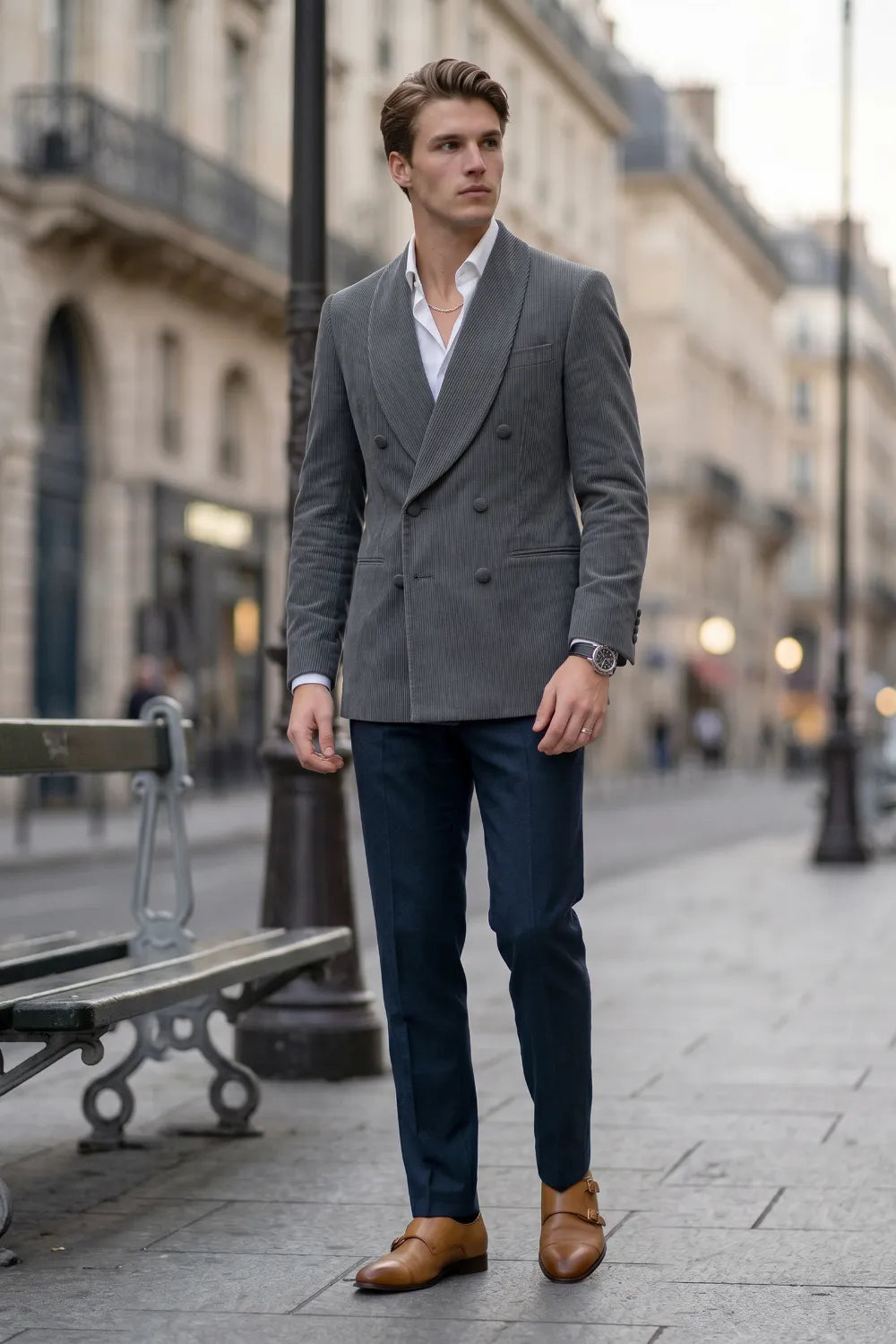 Men's Refined Shawl Lapel Double Breasted 2 Piece Suit
