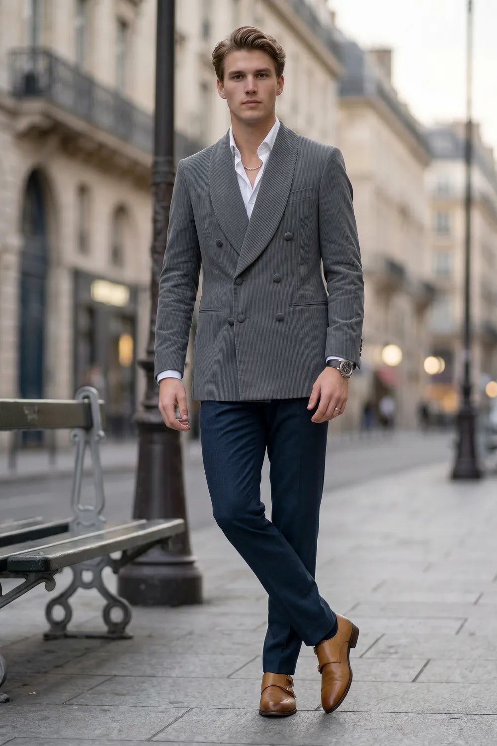 Men's Refined Shawl Lapel Double Breasted 2 Piece Suit