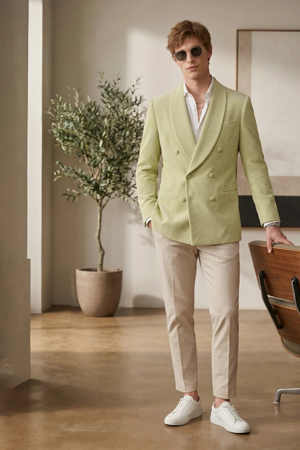 Men's Refined Shawl Lapel Double Breasted 2 Piece Suit