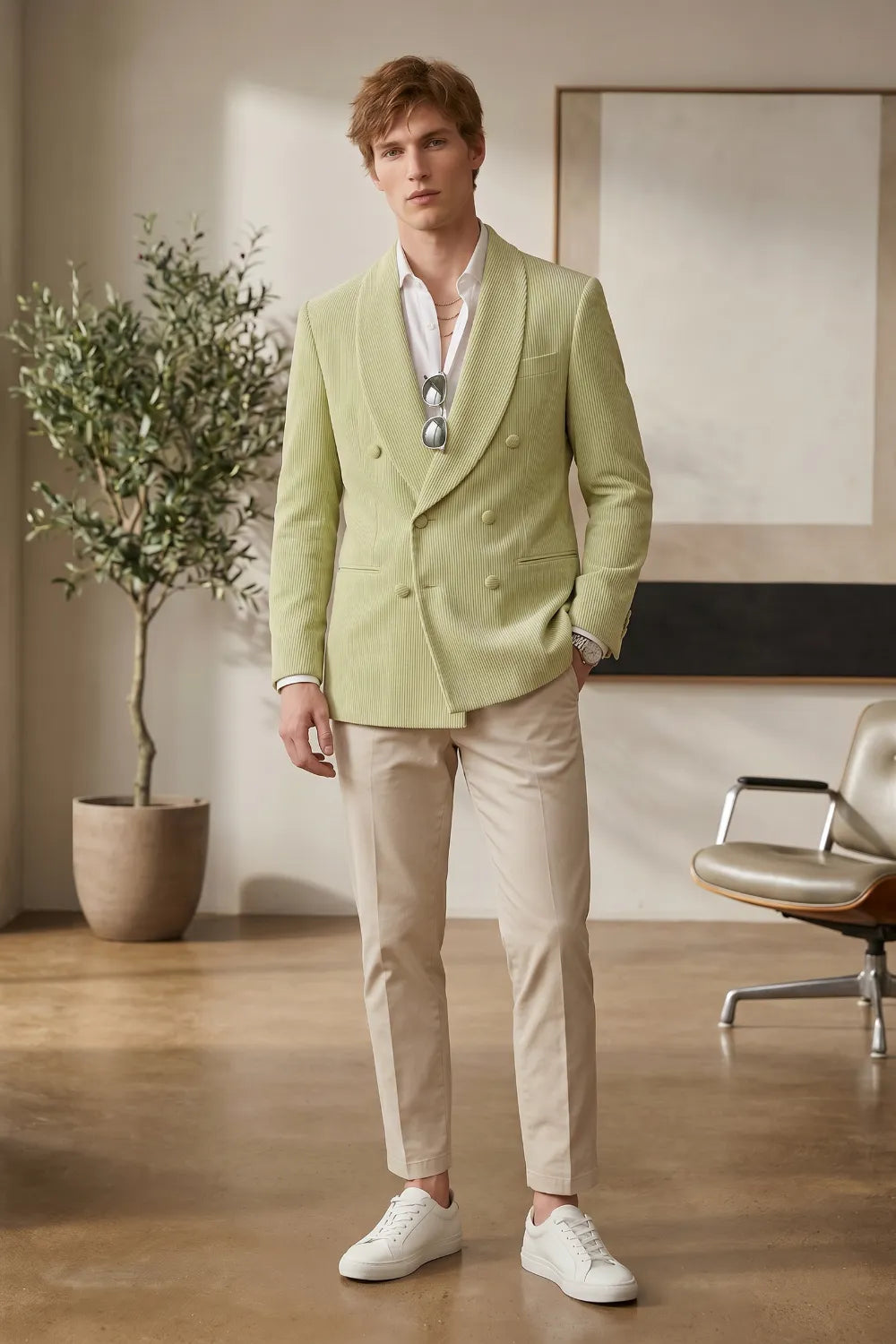 Men's Refined Shawl Lapel Double Breasted 2 Piece Suit