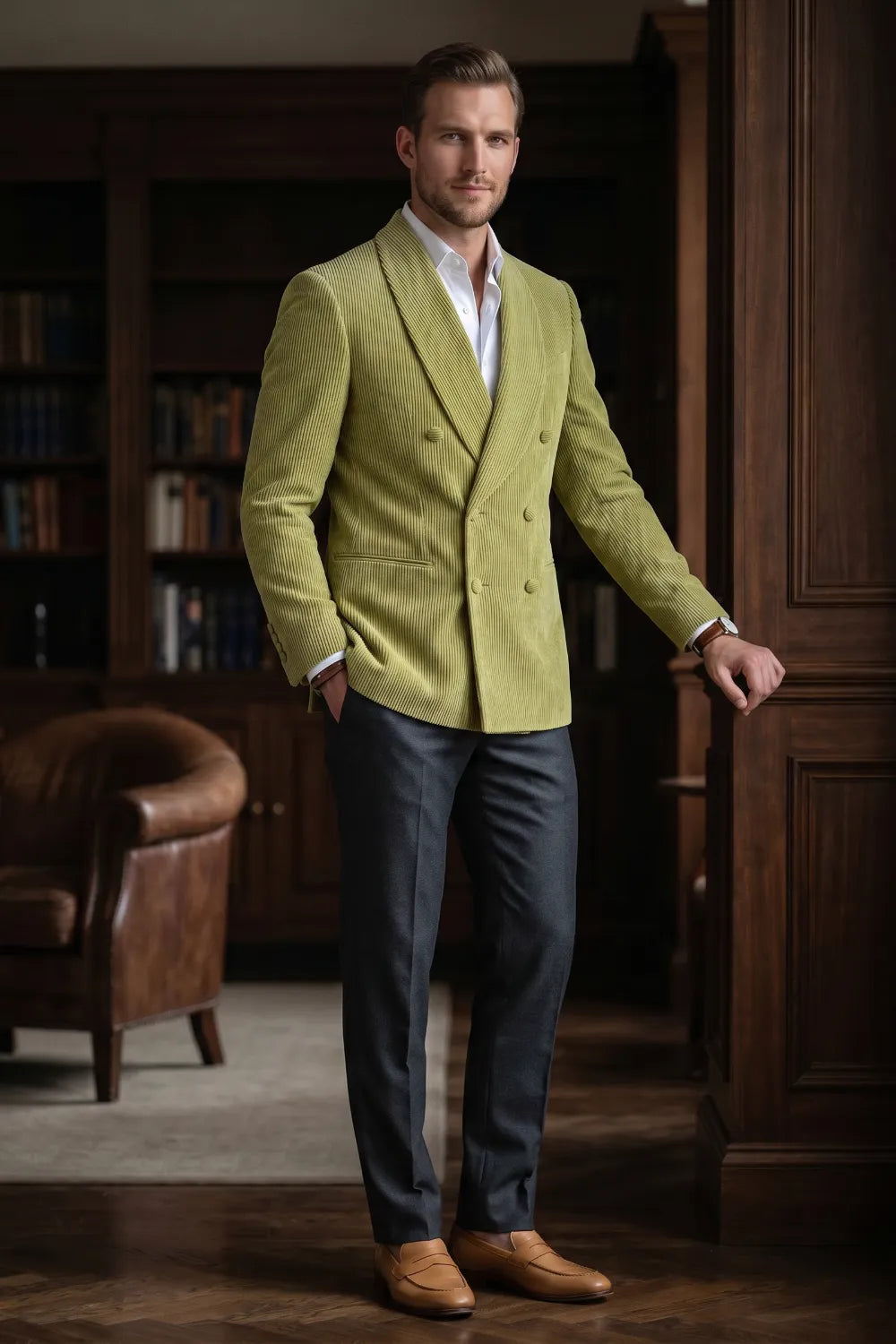 Men's Refined Shawl Lapel Double Breasted 2 Piece Suit