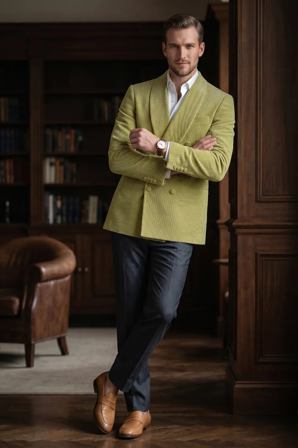 Men's Refined Shawl Lapel Double Breasted 2 Piece Suit