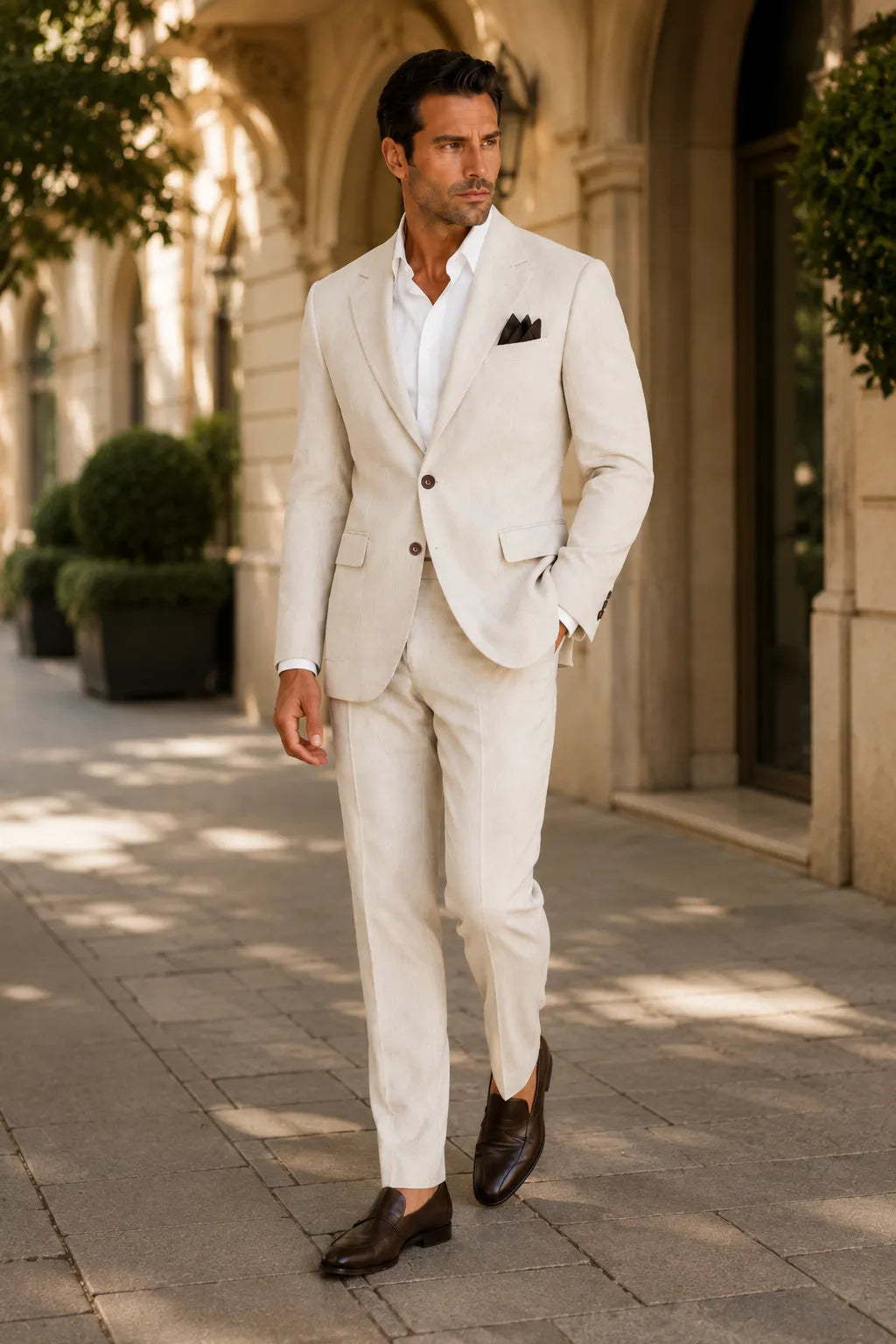 Men's Linen Refined Spring Wedding 2 Piece Suit