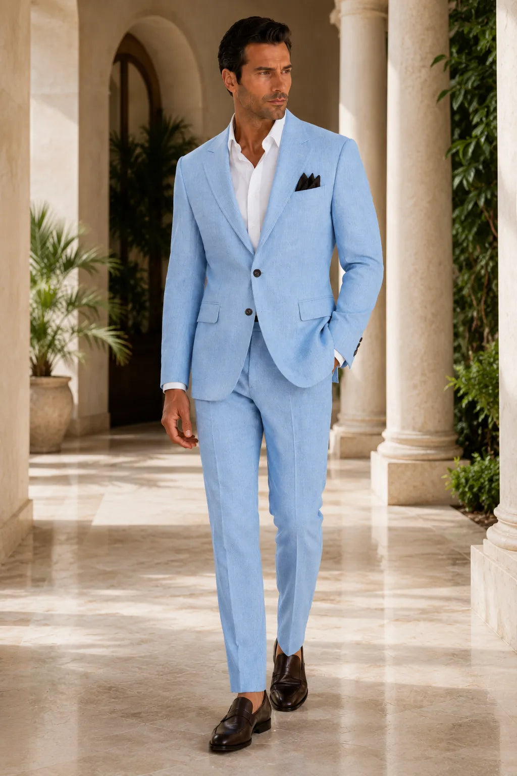 Men's Linen Refined Spring Wedding 2 Piece Suit