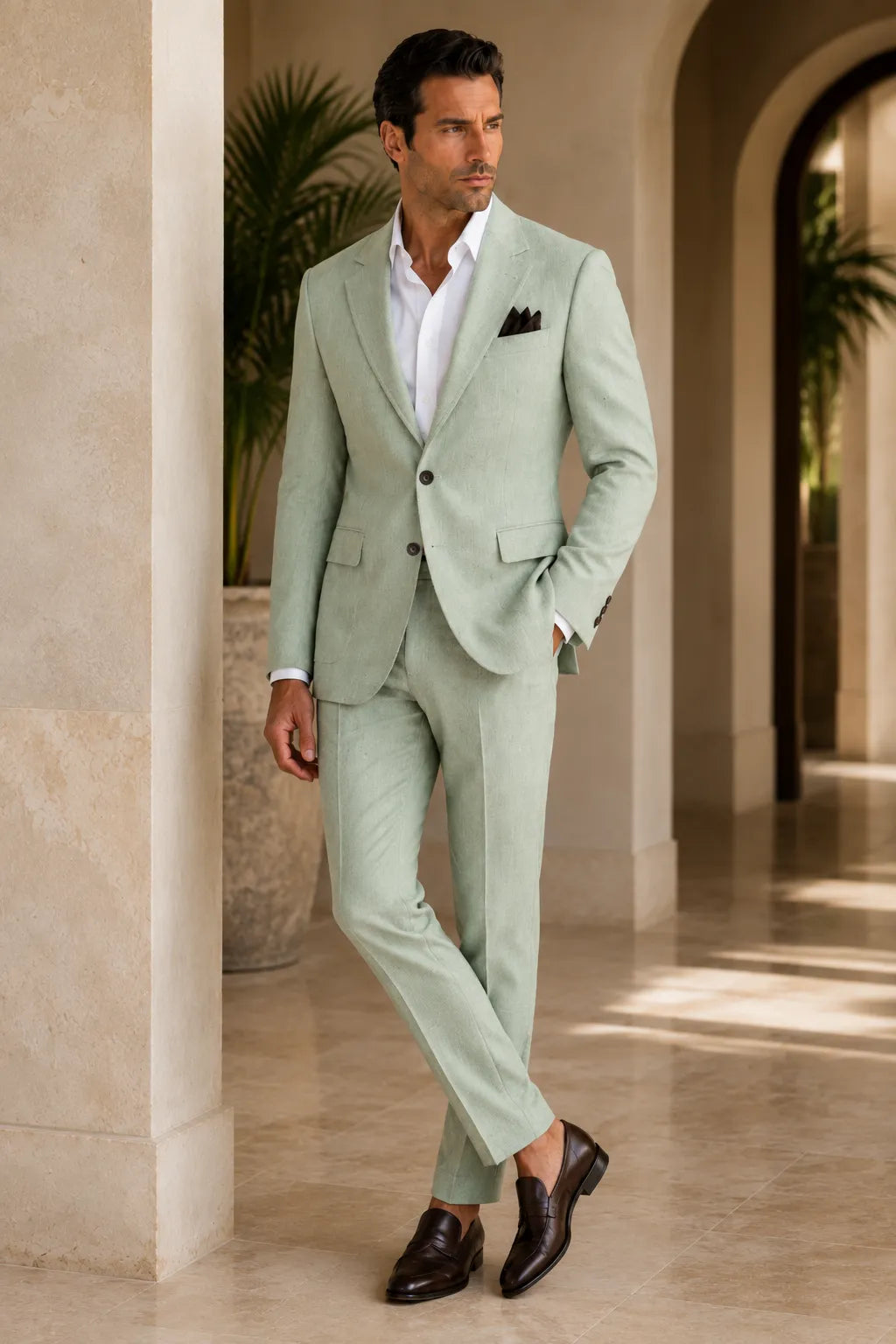 Men's Linen Refined Spring Wedding 2 Piece Suit