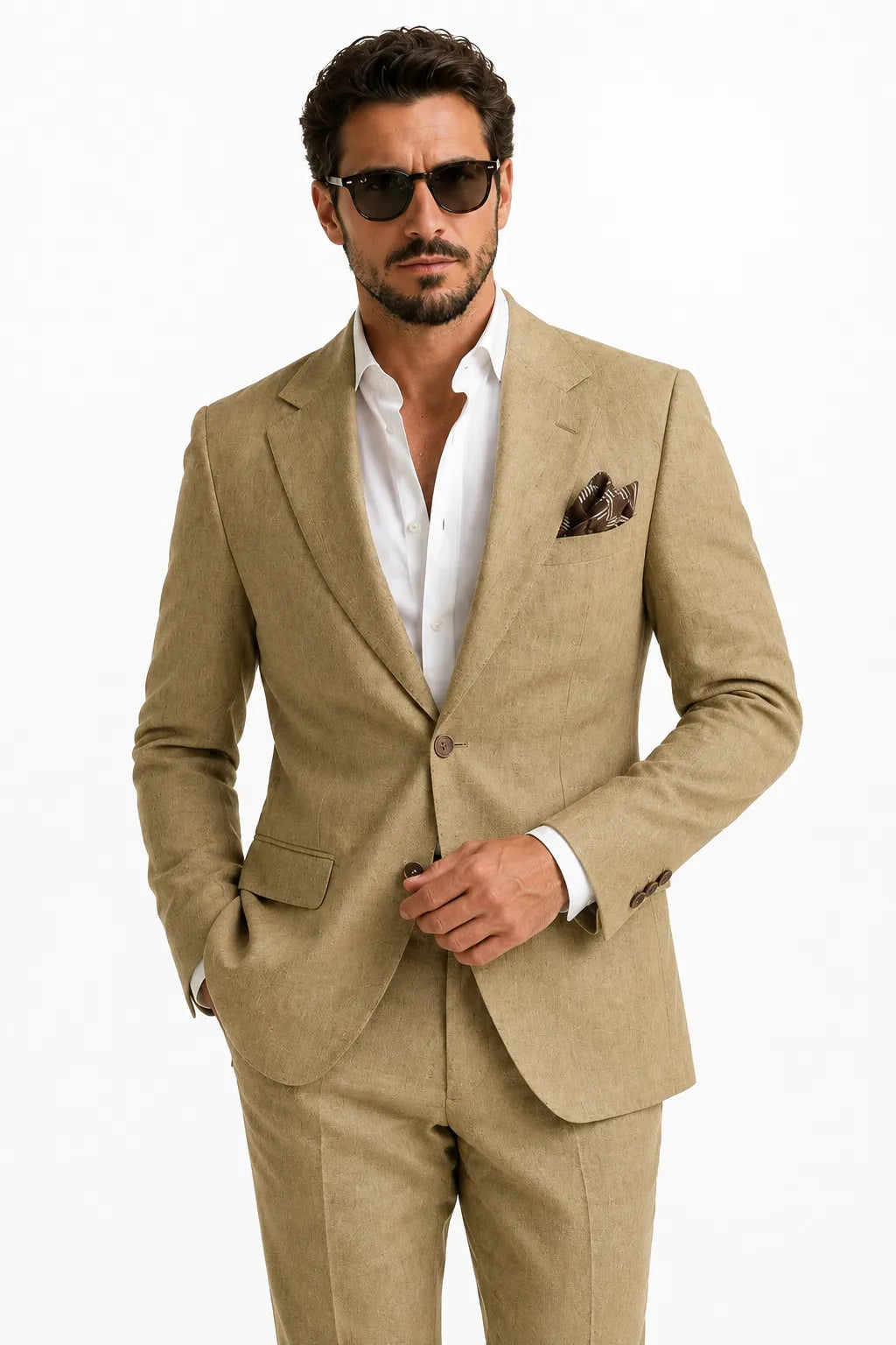 Men's Linen Refined Spring Wedding 2 Piece Suit