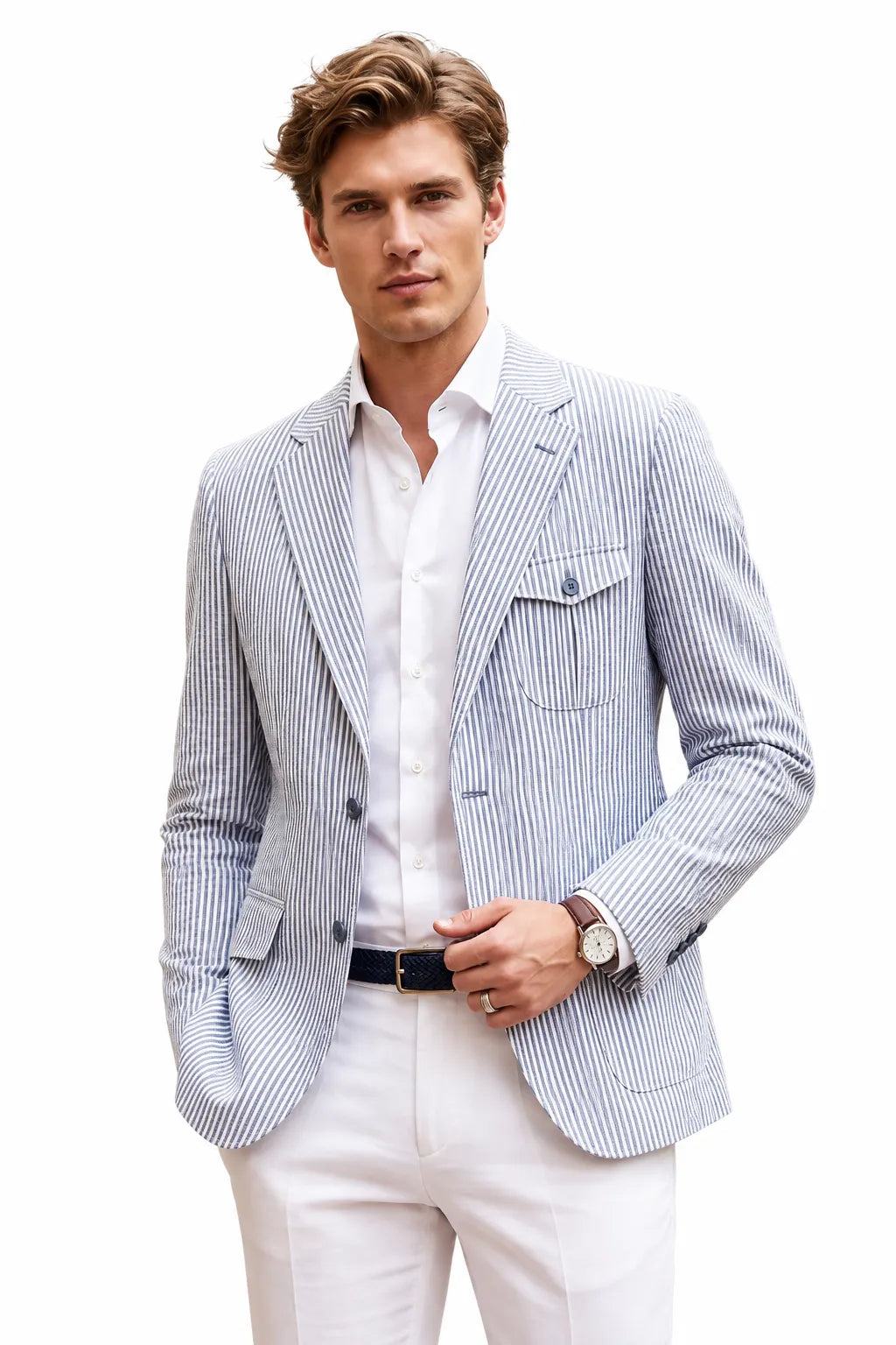 Men's Summer Seersucker 2 Piece Suit