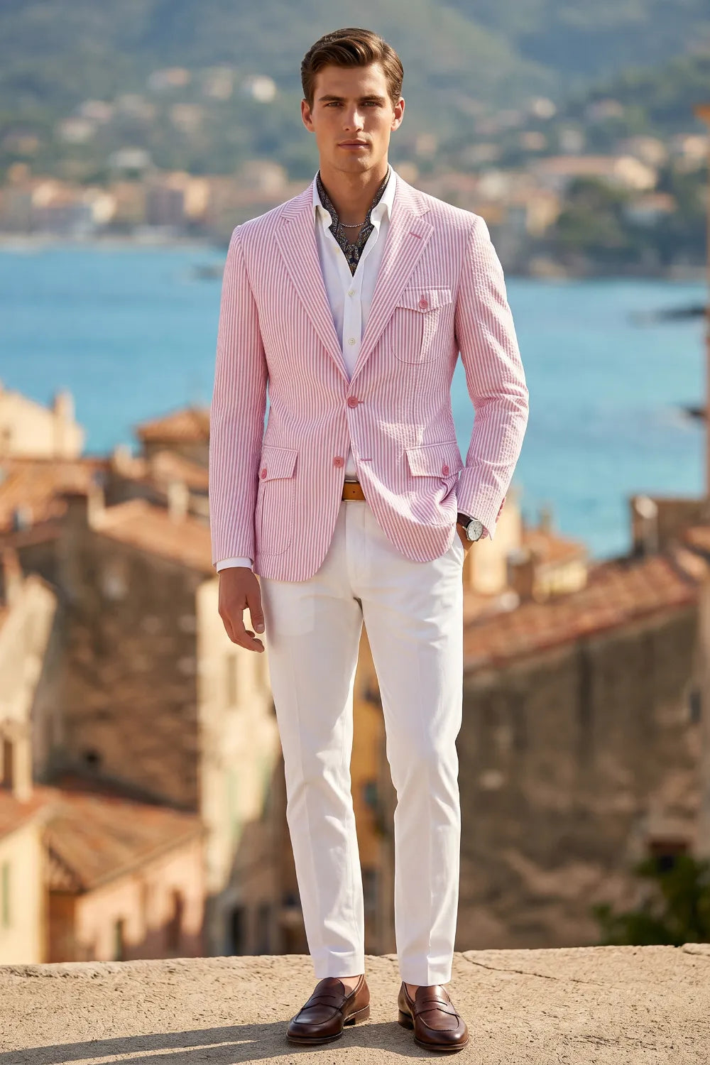 Men's Summer Seersucker 2 Piece Suit