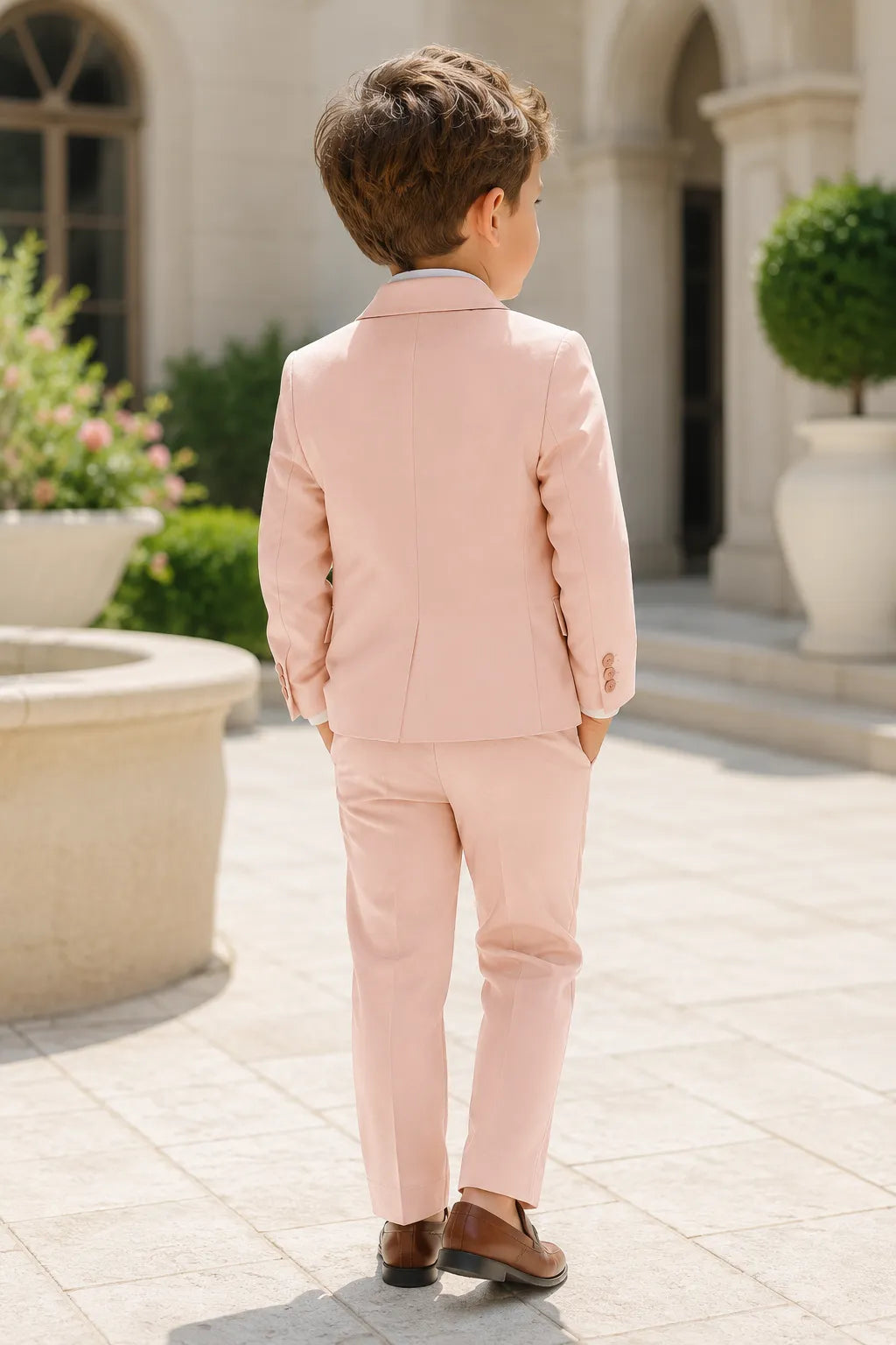 Boys Pastel Cotton Linen 2 Piece Suit