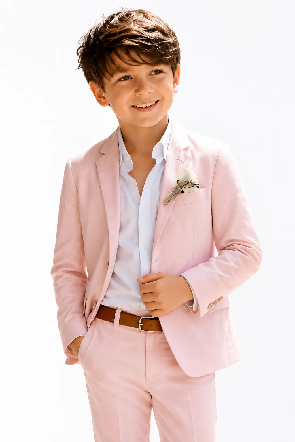 Boys Pastel Cotton Linen 2 Piece Suit