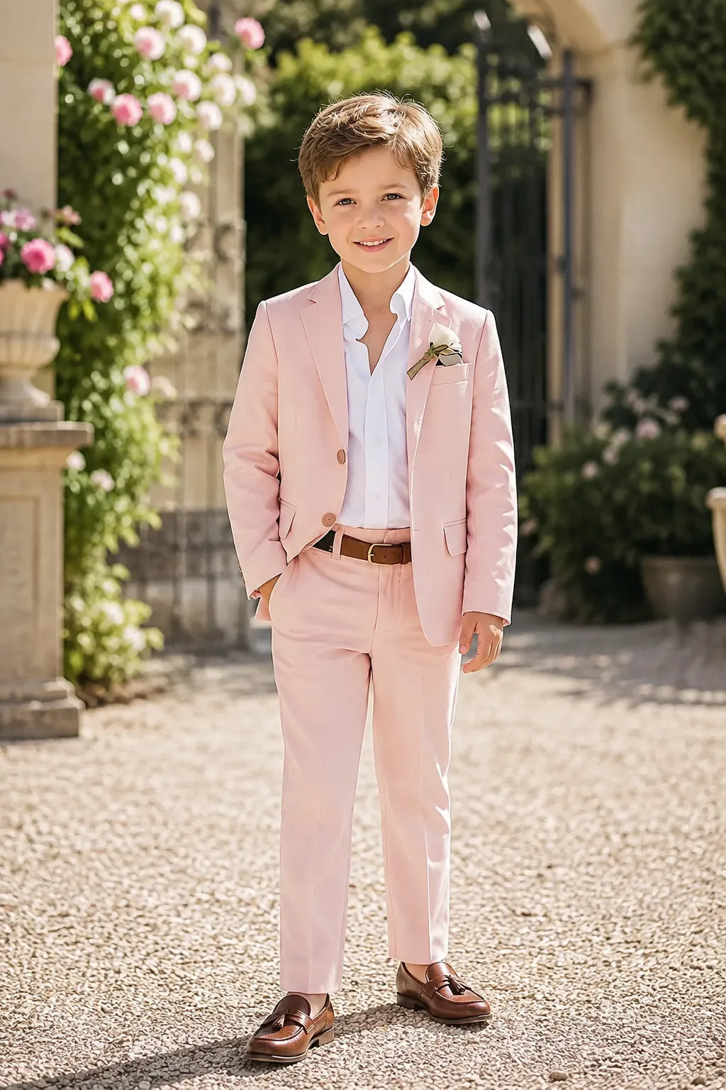 Boys Pastel Cotton Linen 2 Piece Suit