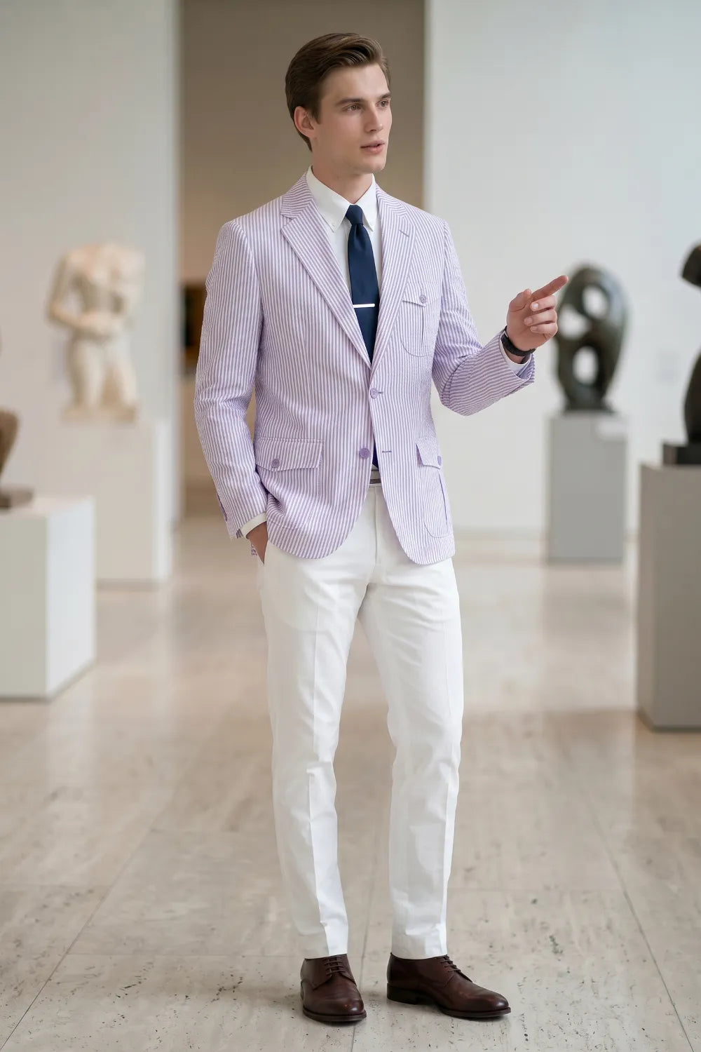 Men's Summer Seersucker 2 Piece Suit