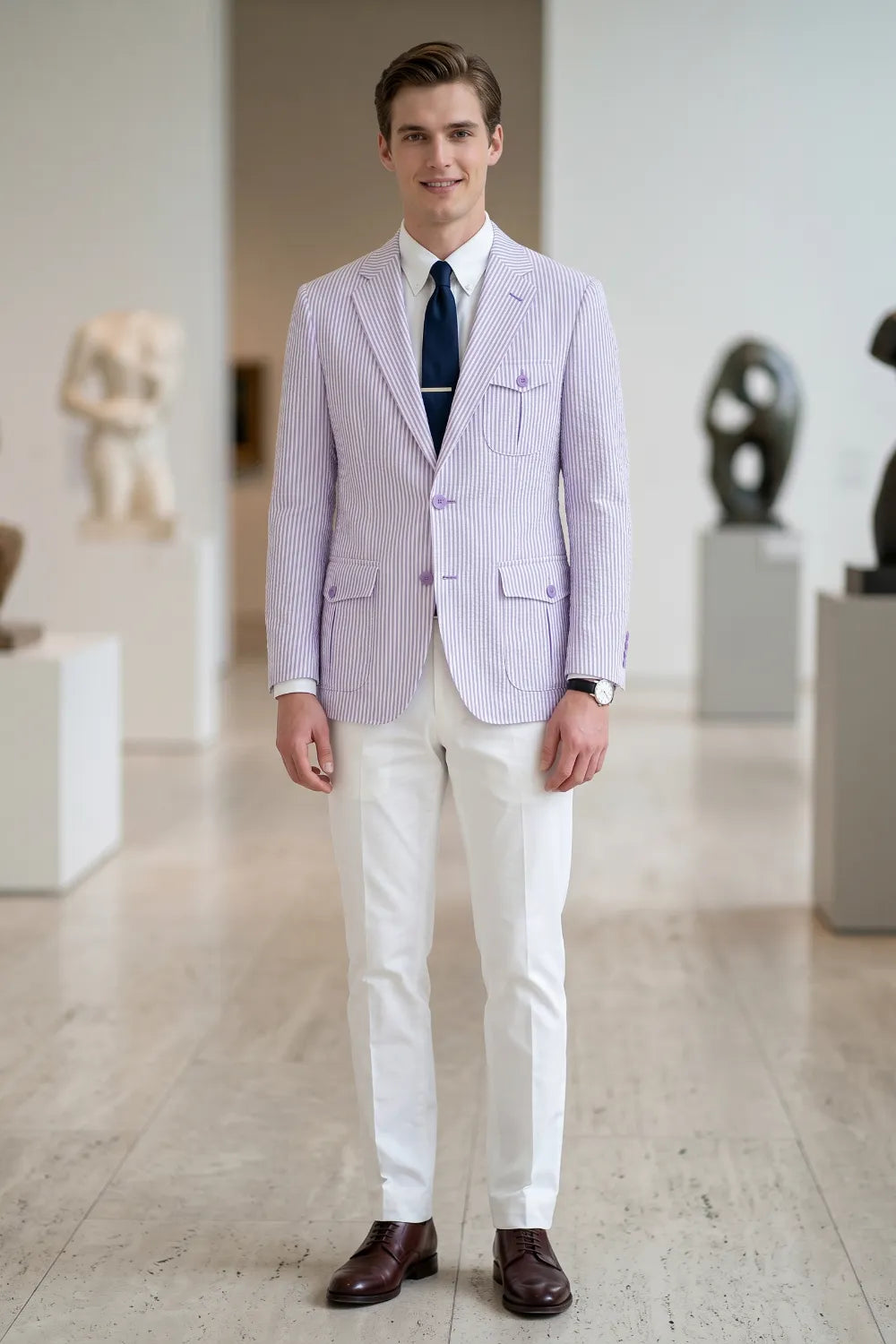 Men's Summer Seersucker 2 Piece Suit