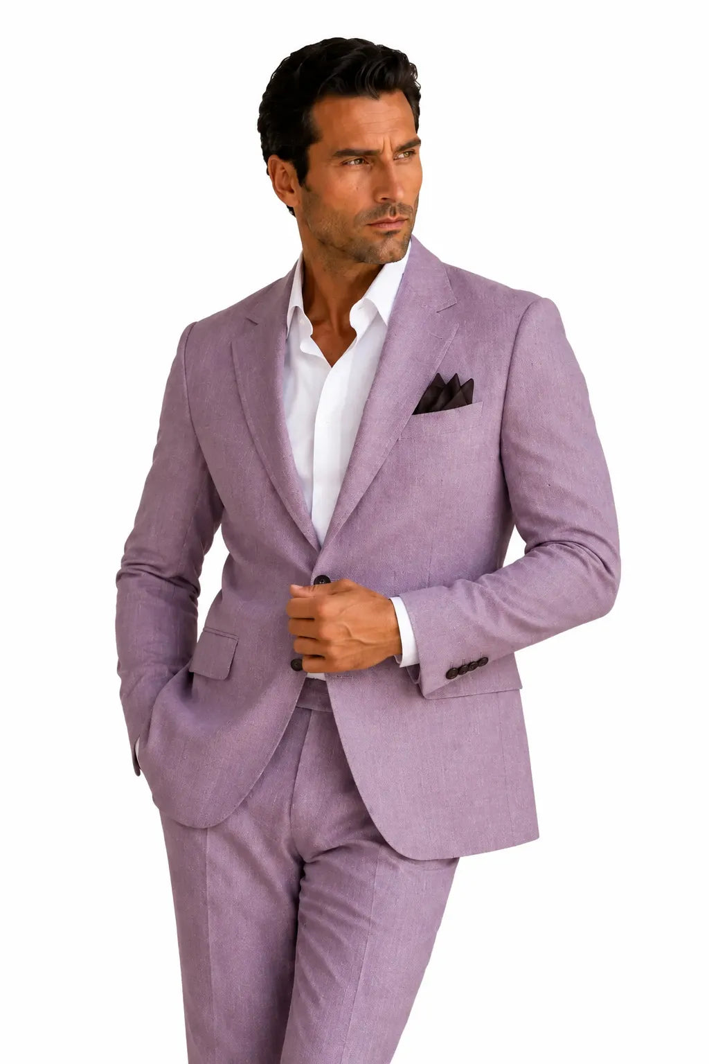 Men's Linen Refined Spring Wedding 2 Piece Suit