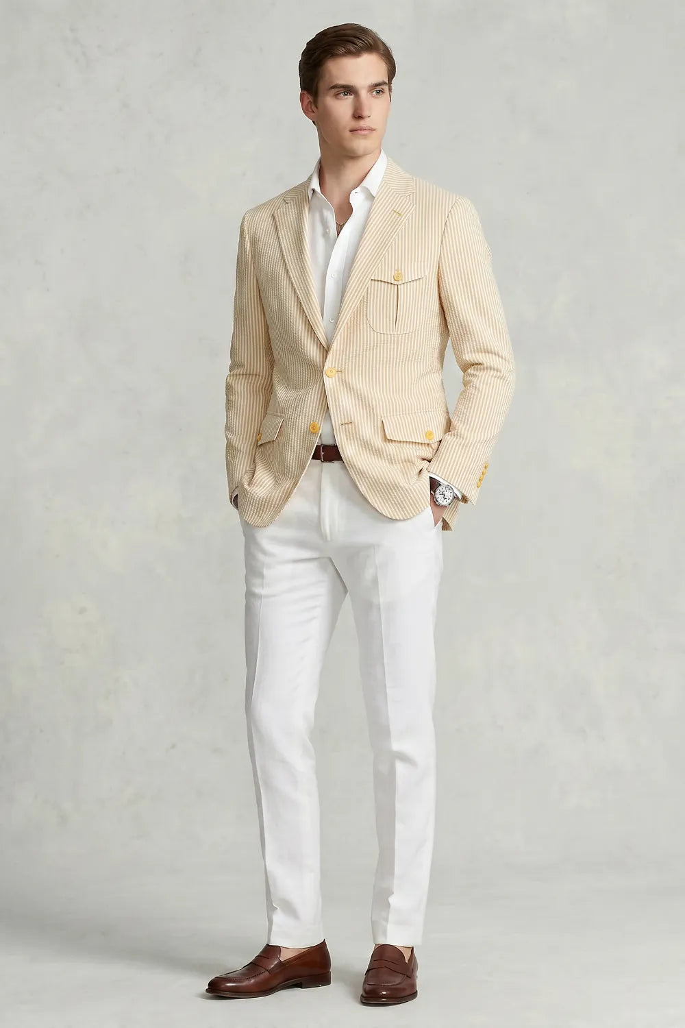 Men's Summer Seersucker 2 Piece Suit