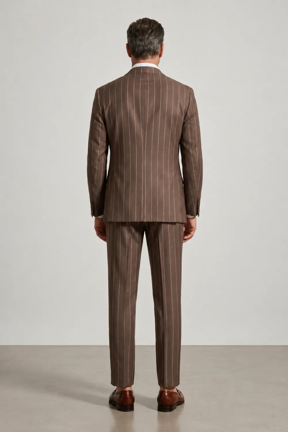 Men's Brown Pinstripe Single Breasted 3 Piece Suit