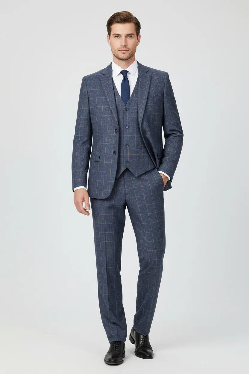Men's Smart Plaid 3 Piece Suit