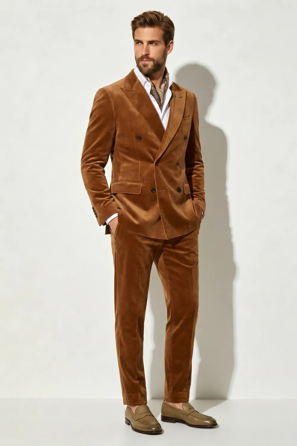 Men's Velvet Double Breasted 2 Piece Suit