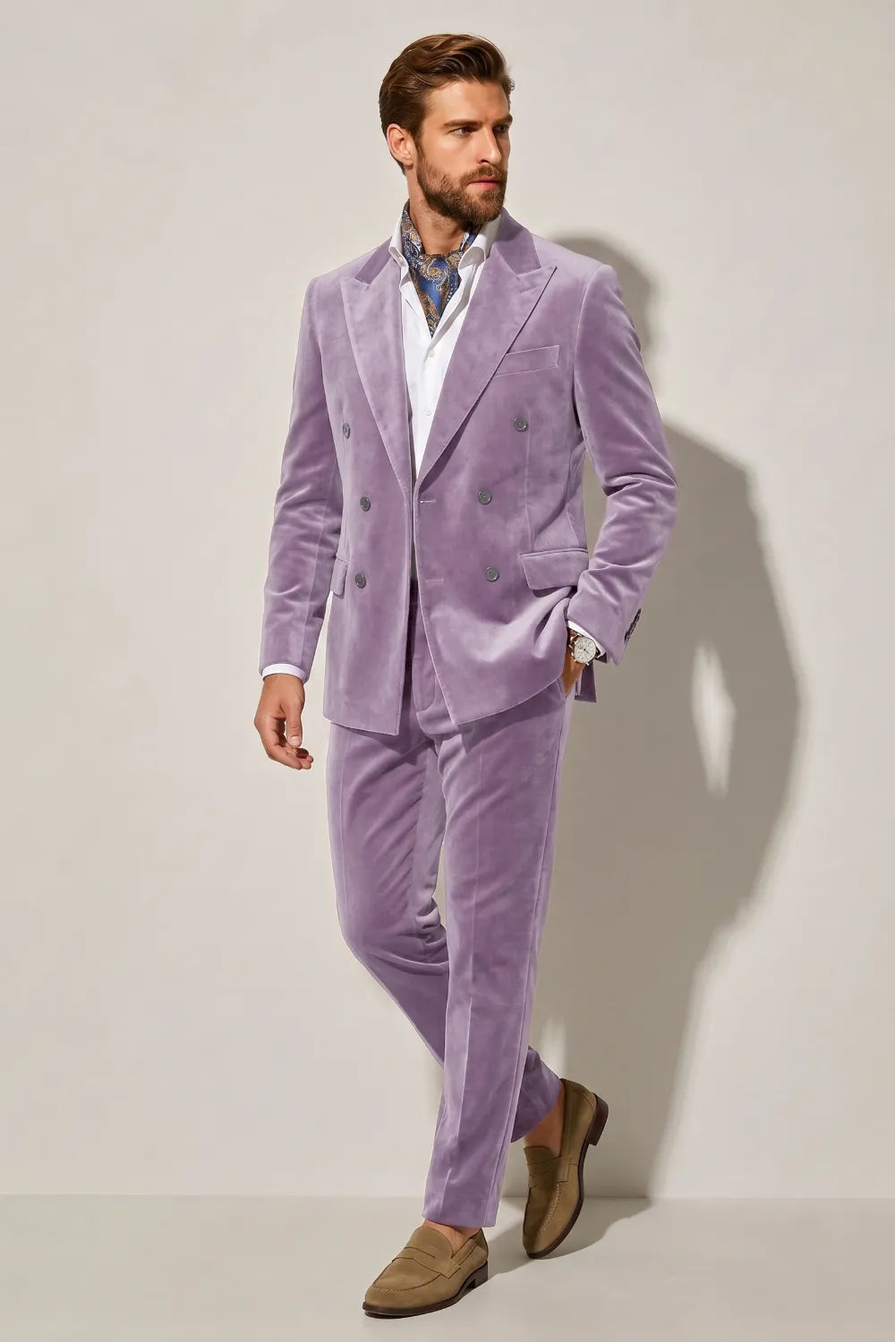 Men's Velvet Double Breasted 2 Piece Suit