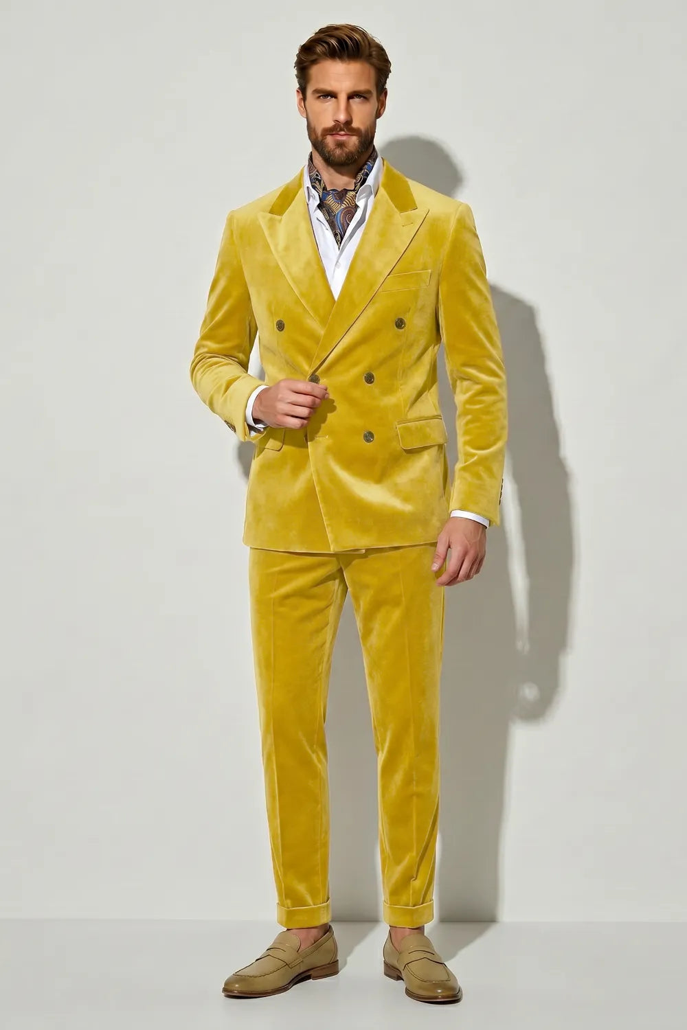 Men's Velvet Double Breasted 2 Piece Suit