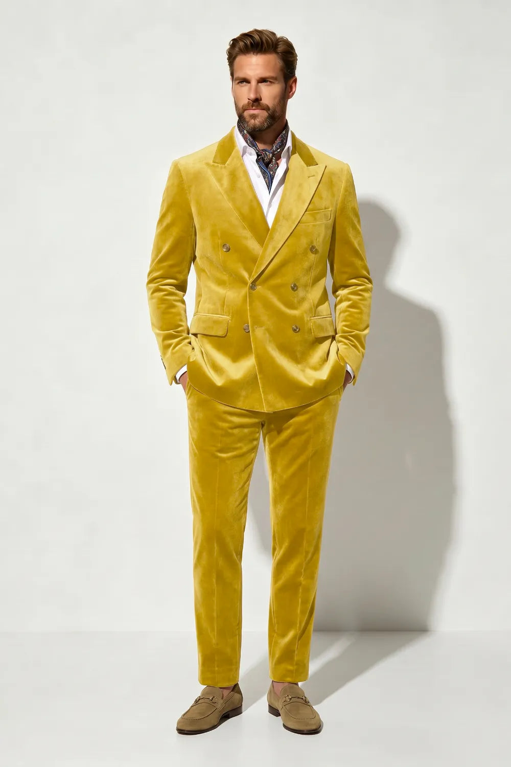 Men's Velvet Double Breasted 2 Piece Suit