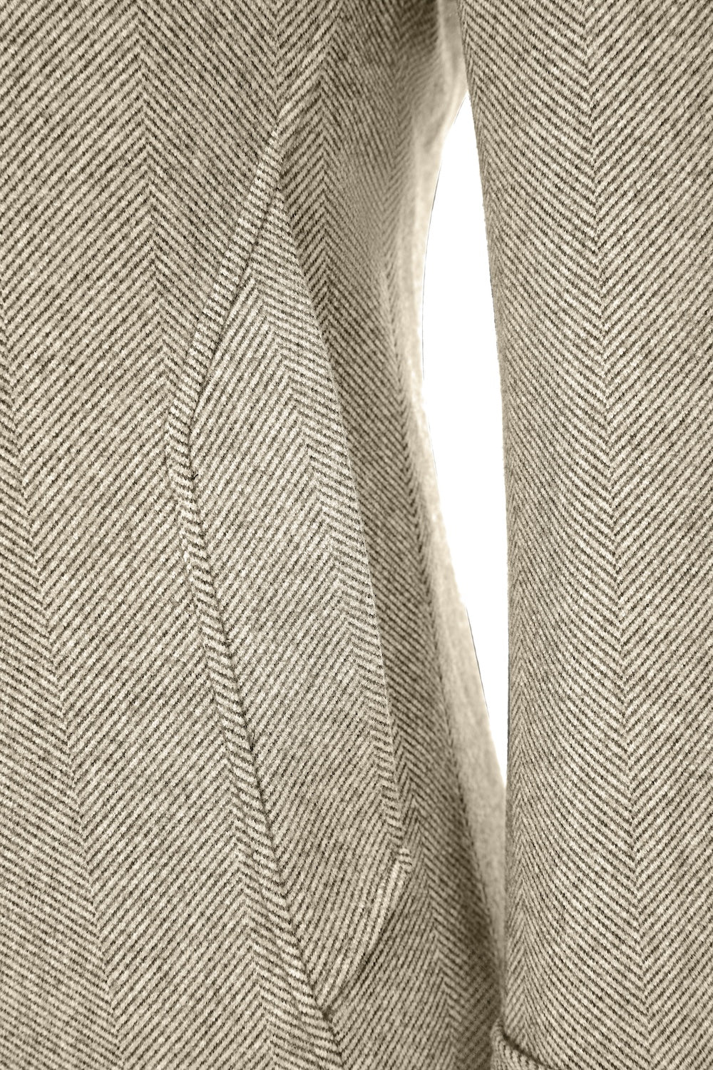 Champagne pocket detail on wool winter coat for men – outdoor overcoat