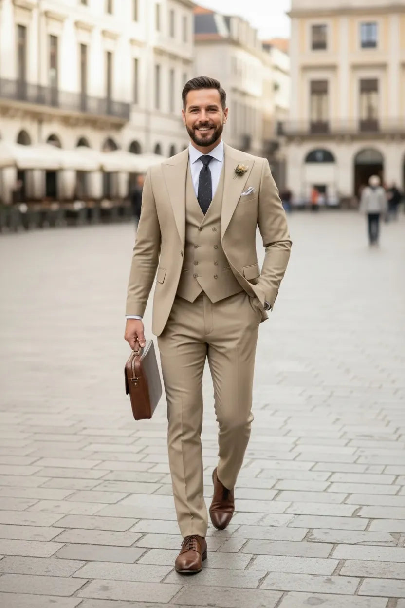 Men's Milan Executive Peak Lapel 3 Piece Suits