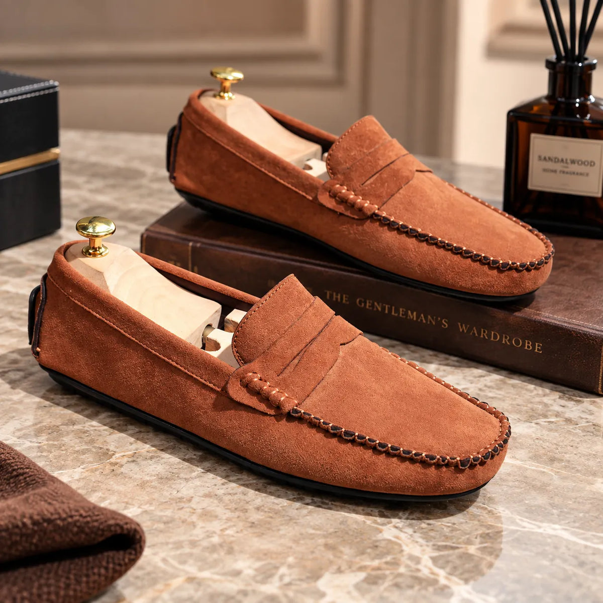 Men's Classic Suede Moccasin Loafers