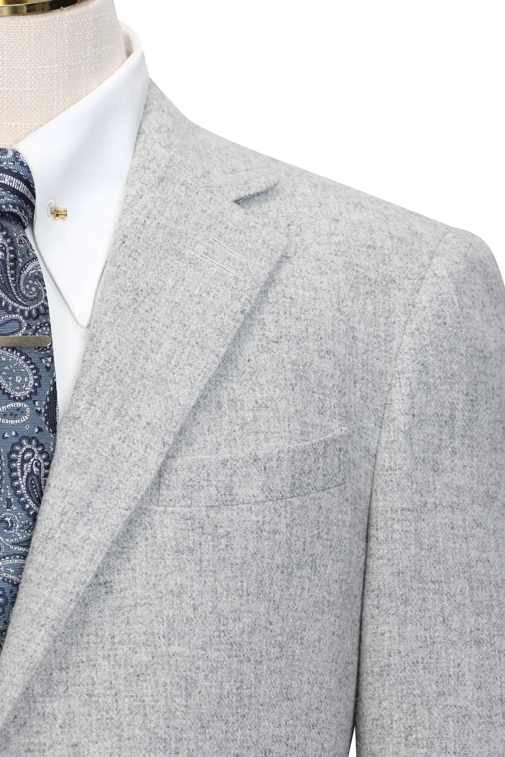 Men's Grey Classic Wool Herringbone 3 Piece Suit