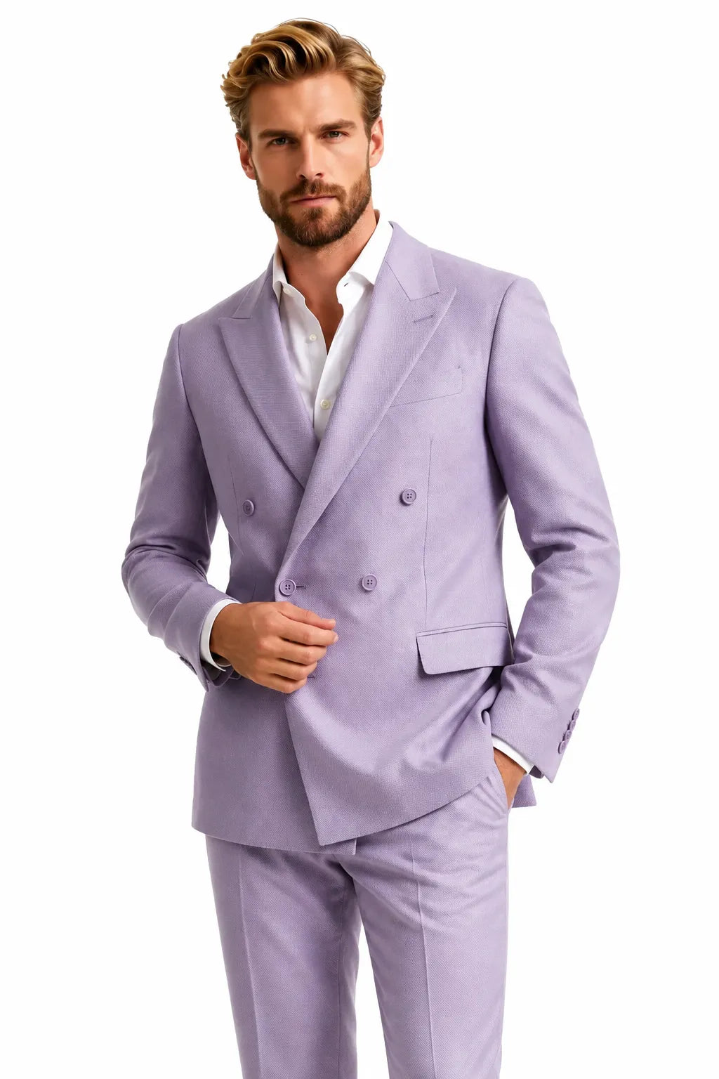 Men's Lavender Double Breasted 2 Piece Suit