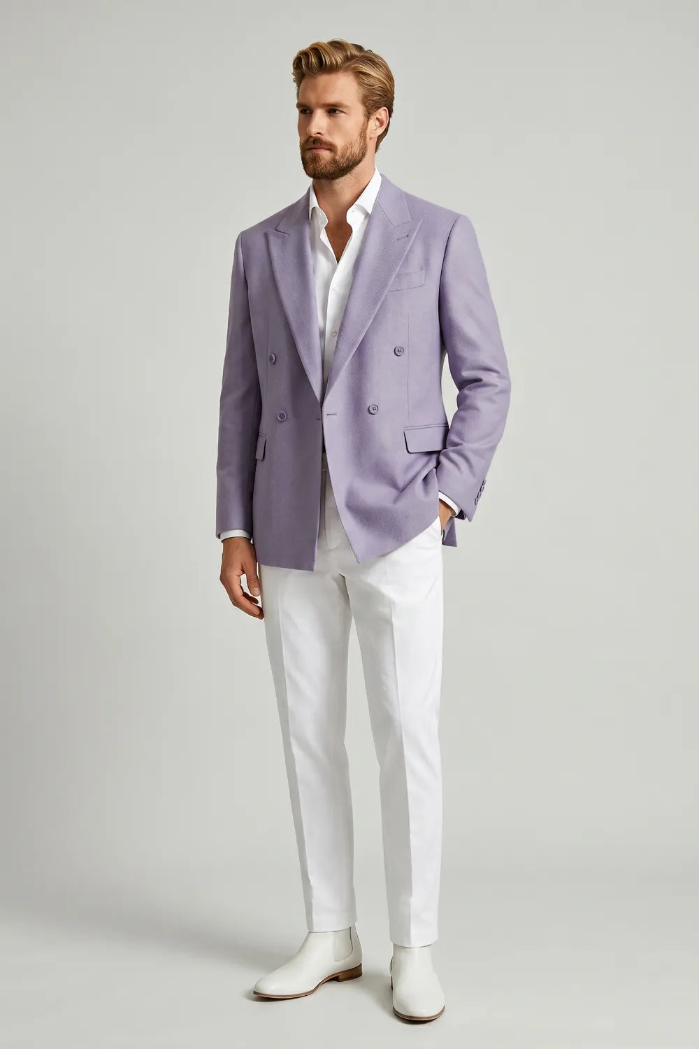 Men's Lavender Double Breasted 2 Piece Suit