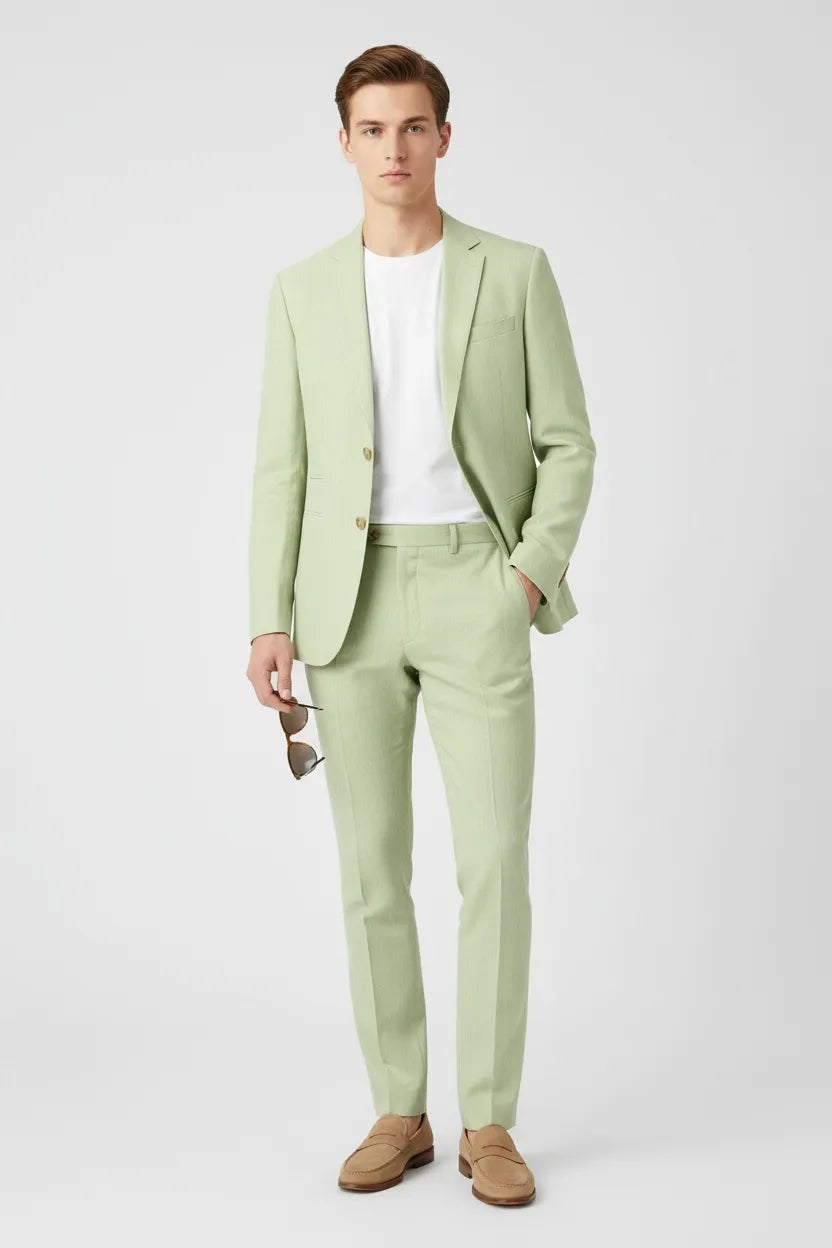 Men's Classic Light Green 2 Piece Suit