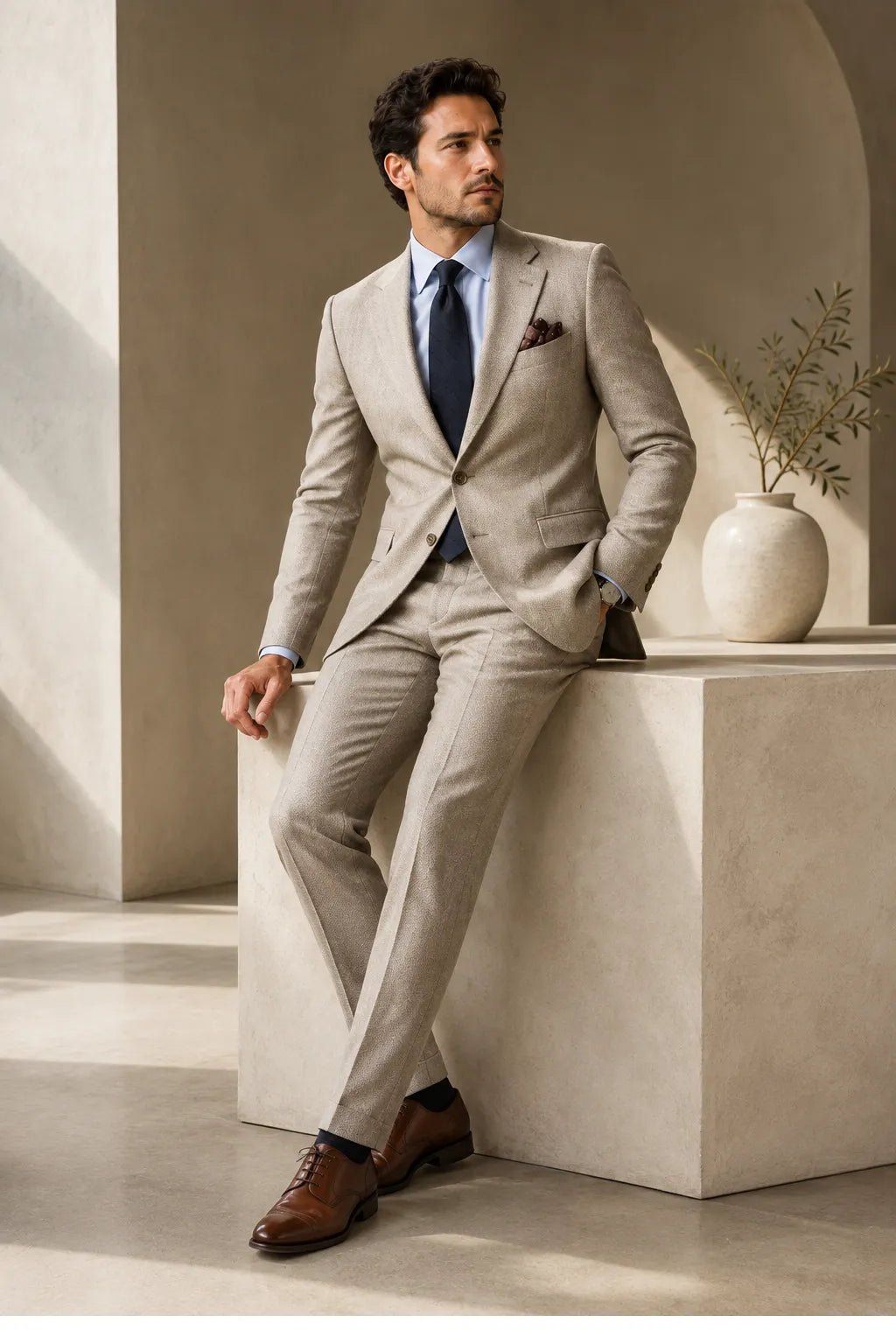 Men's Classic Herringbone Tweed 2 Piece Suit